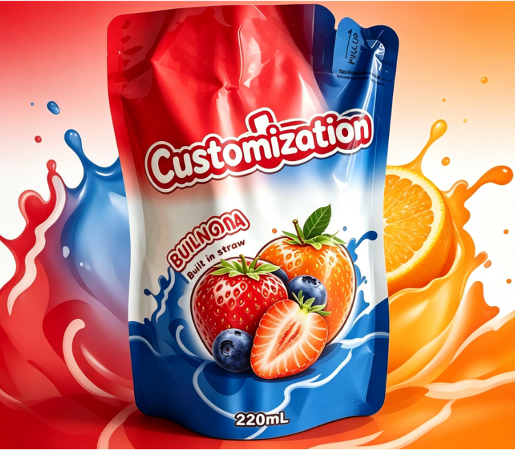 220 ml Mango Frugtpuré Indbyggede halmposer Specialtrykte drikkeemballageposer