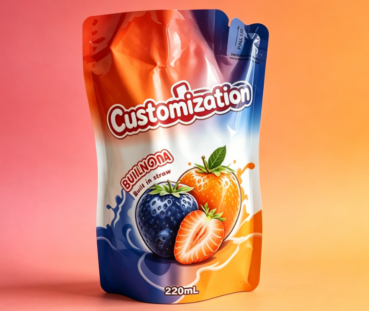 220 ml Mango Frugtpuré Indbyggede halmposer Specialtrykte drikkeemballageposer